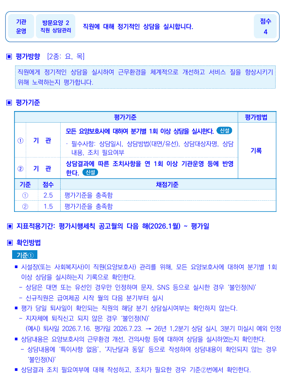 요양보호사 상담, 평가지침 1