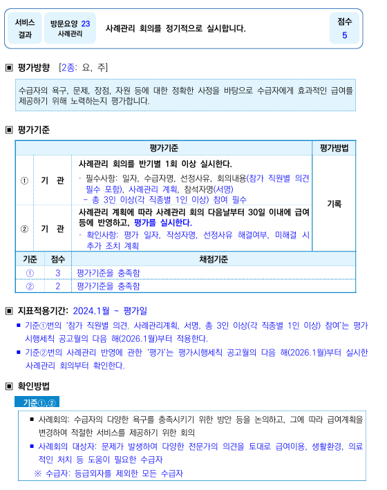 방문요양 사례관리 평가 지침