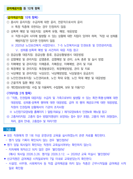방문요양 급여지침 12개 항목, 운영규정 교육 평가 (2)