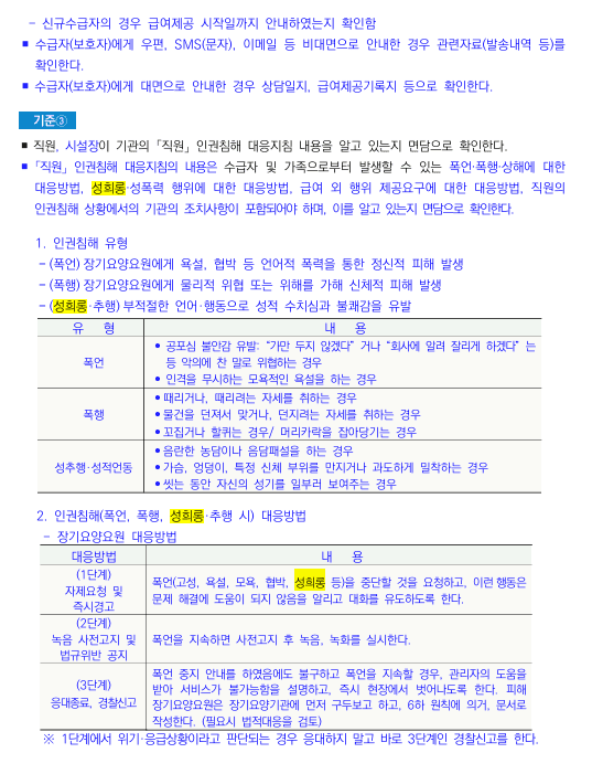 수급자 대상 폭언.폭행.성희롱 평가매뉴얼 2